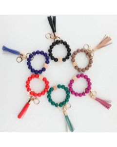 Accent Accessories Solid Color Silicone Key Ring with Bangle