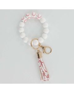Accent Accessories Solid Color Silocone Key Ring with Bangle - Baseball