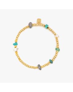 Pura Vida Gold Bead And Stone Chip Bracelet