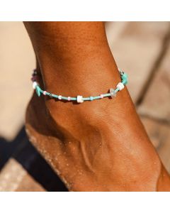 Pura Vida Mixed Gemstone Chip Anklet
