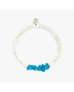 Pura Vida Puka Shell And Turquoise Chip Stretch Bracelet