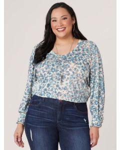 Women's Democracy Long-Sleeve Wide V-Neck Plus Size Tee