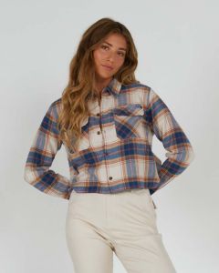 Women's Salty Crew Stay Golden Long-Sleeve Crop Flannel